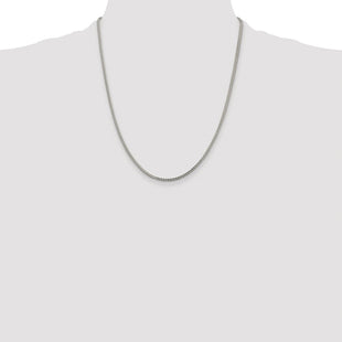 Sterling Silver Rhodium-plated D/C Square Franco Chain (Style QQF060R-22)
