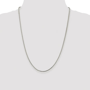 Sterling Silver Rhodium-plated D/C Square Franco Chain (Style QQF060R-24)