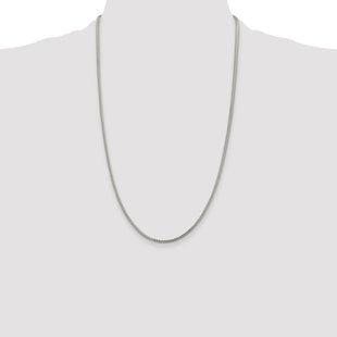 Sterling Silver Rhodium-plated D/C Square Franco Chain (Style QQF060R-26)