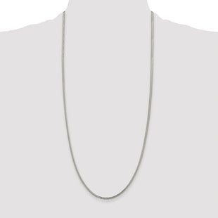 Sterling Silver Rhodium-plated D/C Square Franco Chain (Style QQF060R-30)