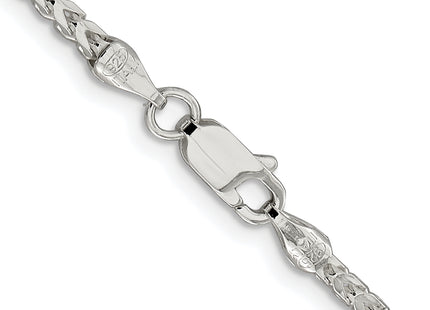 Sterling Silver Rhodium-plated D/C Square Franco Chain, 16 x 2.55mm (R-16)