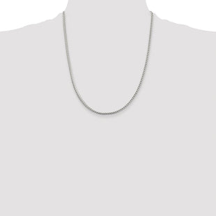 Sterling Silver Rhodium-plated D/C Square Franco Chain (Style QQF080R-22)