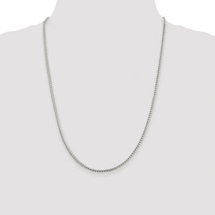 Sterling Silver Rhodium-plated D/C Square Franco Chain (Style QQF080R-24)