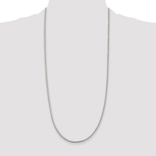 Sterling Silver Rhodium-plated D/C Square Franco Chain (Style QQF080R-30)