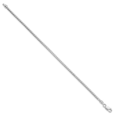 Sterling Silver Rhodium-plated D/C Square Franco Bracelet, 8 x 3mm