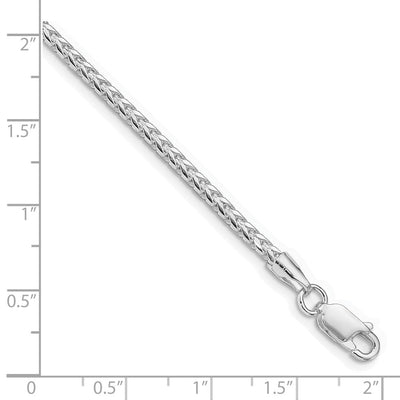 Sterling Silver Rhodium-plated D/C Square Franco Bracelet, 8 x 3mm