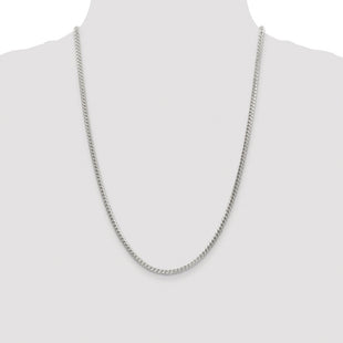 Sterling Silver Rhodium-plated D/C Square Franco Chain (Style QQF100R-24)