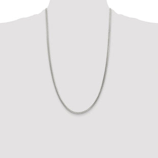 Sterling Silver Rhodium-plated D/C Square Franco Chain (Style QQF100R-26)