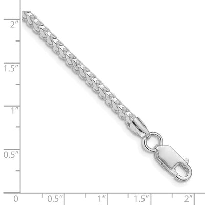 Sterling Silver Rhodium-plated D/C Square Franco Bracelet, 7 x 3mm