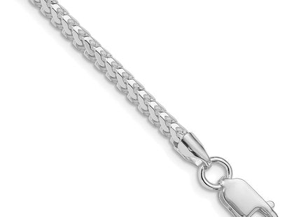 Sterling Silver Rhodium-plated D/C Square Franco Chain (Style QQF100R-8)
