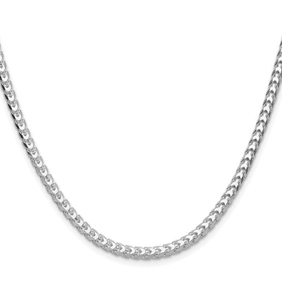 Sterling Silver Rhodium-plated D/C Square Franco Chain, 16 x 3.5mm