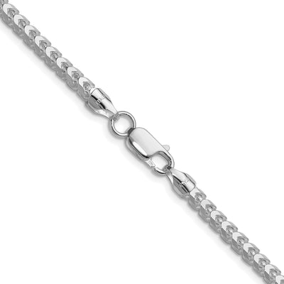 Sterling Silver Rhodium-plated D/C Square Franco Chain, 16 x 3.5mm