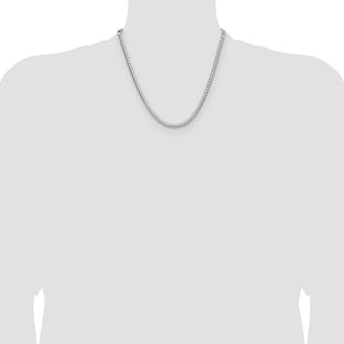 Sterling Silver Rhodium-plated D/C Square Franco Chain (Style QQF120R-20)