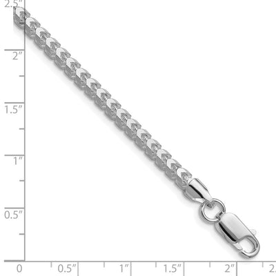 Sterling Silver Rhodium-plated D/C Square Franco Bracelet, 7 x 3.5mm