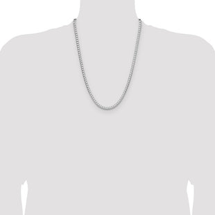 Sterling Silver Rhodium-plated D/C Square Franco Chain (Style QQF140R-24)