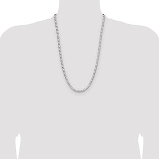 Sterling Silver Rhodium-plated D/C Square Franco Chain (Style QQF140R-26)