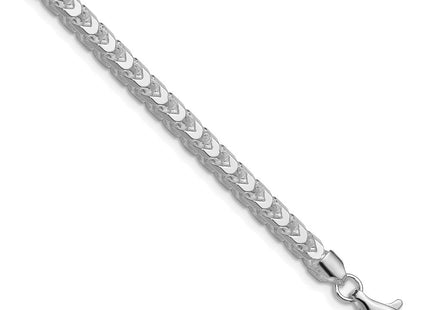 Sterling Silver Rhodium-plated D/C Square Franco Chain (Style QQF140R-8)
