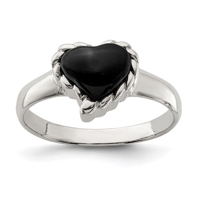 Sterling silver onyx heart ring