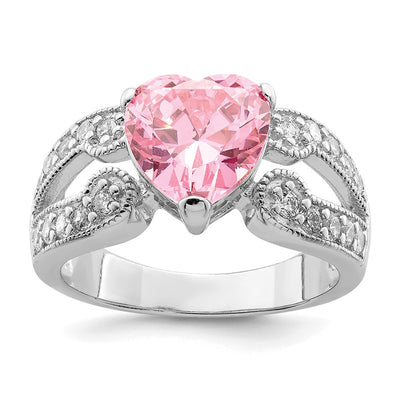 Sterling silver cubic zirconia heart ring