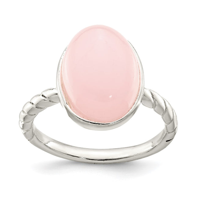 Sterling silver rose quartz ring