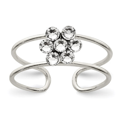 Sterling silver cubic zirconia flower ring