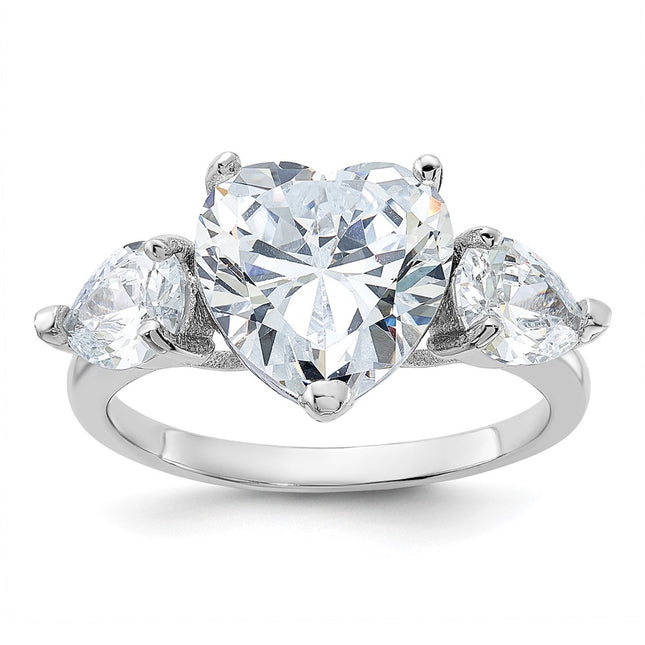 Sterling silver cubic zirconia heart ring