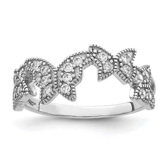 Sterling silver cubic zirconia butterfly ring