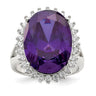 Sterling Silver Rhodium-plated Purple & Clear CZ Ring