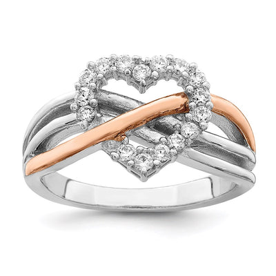 Sterling silver cubic zirconia heart ring