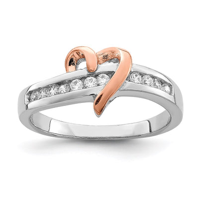 Sterling silver cubic zirconia heart ring
