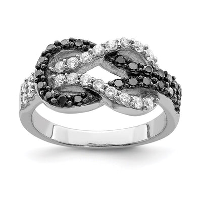 Sterling silver cubic zirconia knot ring