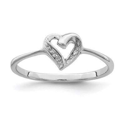 Sterling silver diamond heart ring