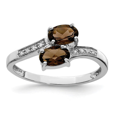 Sterling silver diamond oval ring
