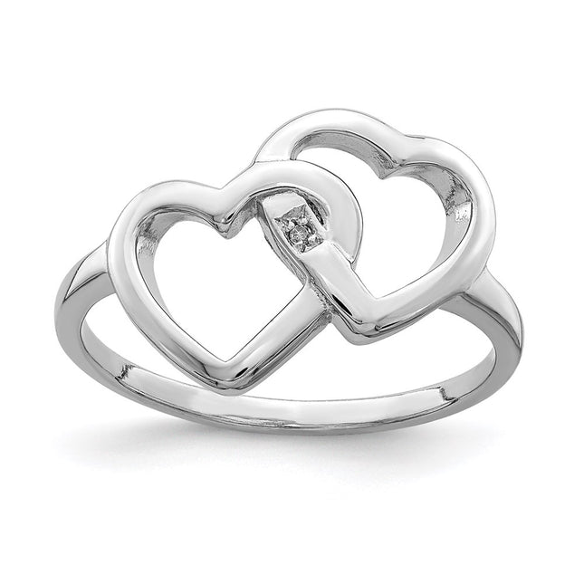 Sterling silver diamond heart ring