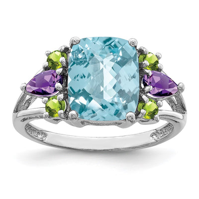 Sterling silver blue topaz ring