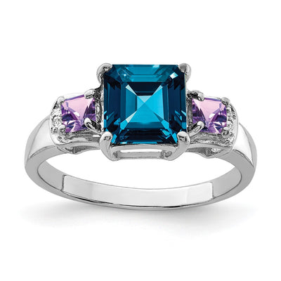 Sterling silver blue topaz ring