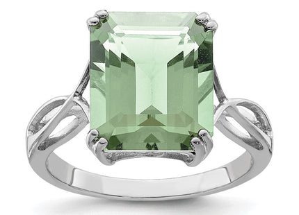Sterling Silver Rhodium Green Quartz Ring