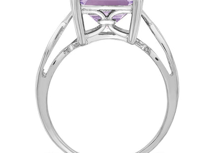Sterling Silver Rhodium Pink Quartz Ring
