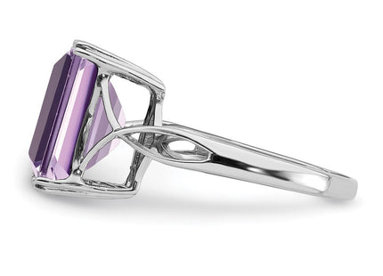 Sterling Silver Rhodium Pink Quartz Ring