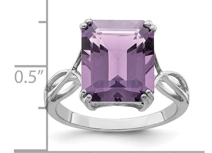 Sterling Silver Rhodium Pink Quartz Ring