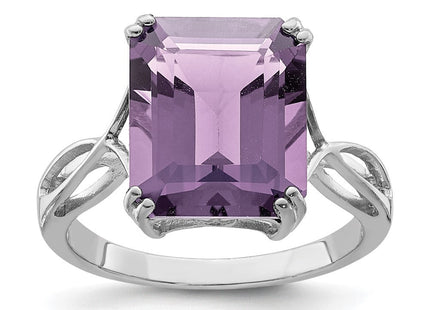 Sterling Silver Rhodium Pink Quartz Ring