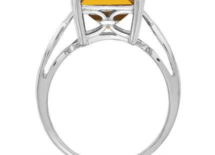 Sterling Silver Rhodium Whiskey Quartz Ring