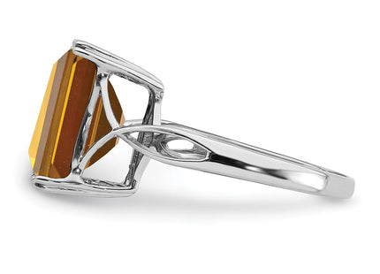 Sterling Silver Rhodium Whiskey Quartz Ring