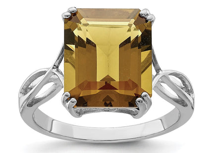 Sterling Silver Rhodium Whiskey Quartz Ring