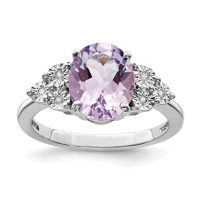 Sterling silver quartz oval ring