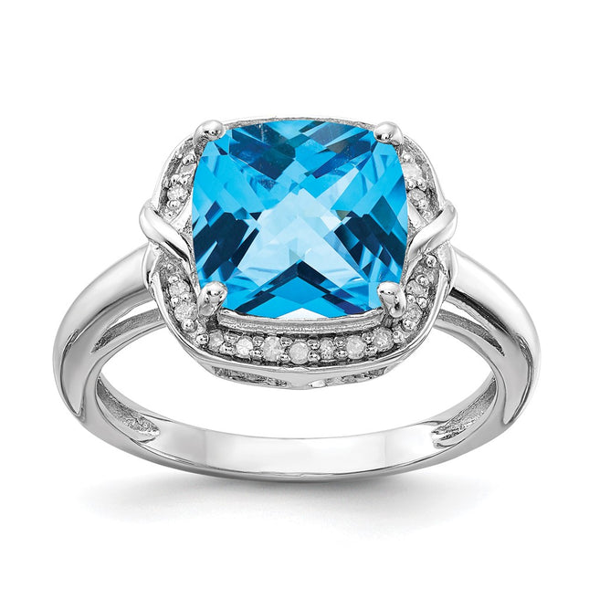 Sterling silver blue topaz ring