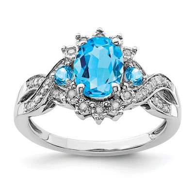 Sterling silver blue topaz ring