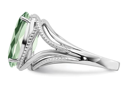 Sterling Silver Rhodium Green Quartz Ring