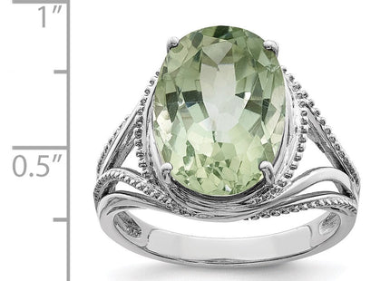 Sterling Silver Rhodium Green Quartz Ring