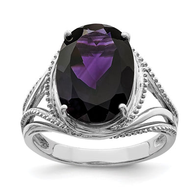 Sterling silver amethyst oval ring